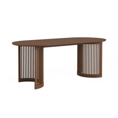 Soho Dark Oak 8 Seater Oval Dining Table With Slatted Base 200cm