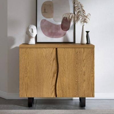 Jersey Oak Industrial Style 2 Door Small Sideboard 90cm