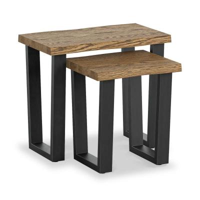 Jersey Oak Industrial Style Nest Of 2 Tables