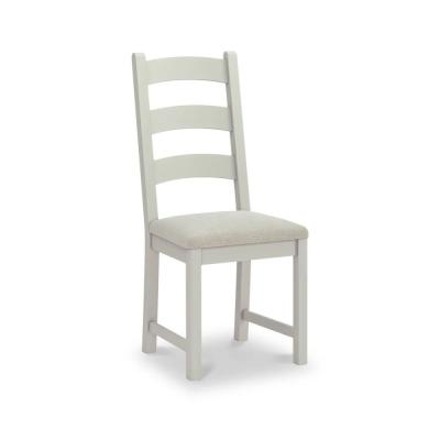 2 X Salcombe Grey Oak And Beige Fabric Ladder Back Dining Chair