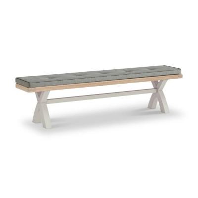 Salcombe Grey Oak Dining Bench With Cross Leg