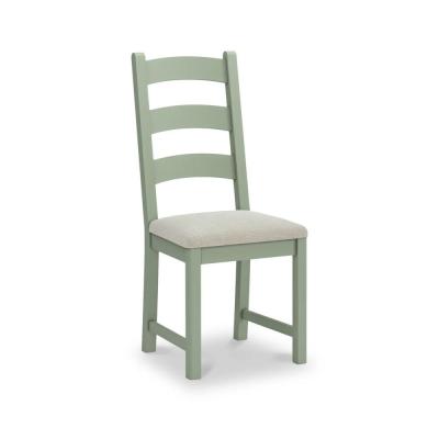 2 X Salcombe Sage Oak And Beige Fabric Ladder Back Dining Chair