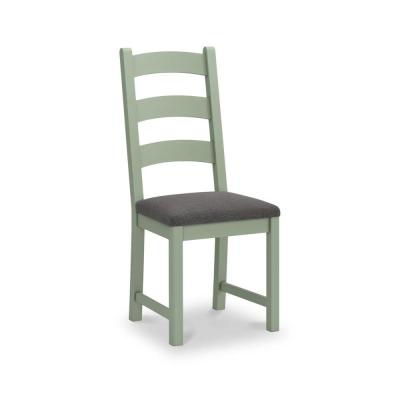 2 X Salcombe Sage Oak And Charcoal Fabric Ladder Back Dining Chair