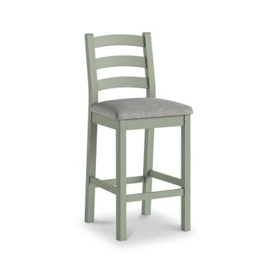 2 X Salcombe Sage Oak And Grey Ladder Back Bar Stool