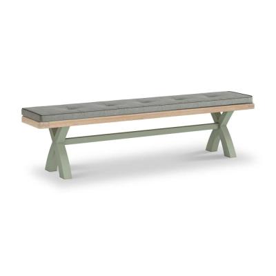 Salcombe Sage Oak And Grey Dining Bench With Cross Leg