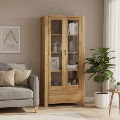 Bergen Oak 2 Door 1 Drawer Display Unit