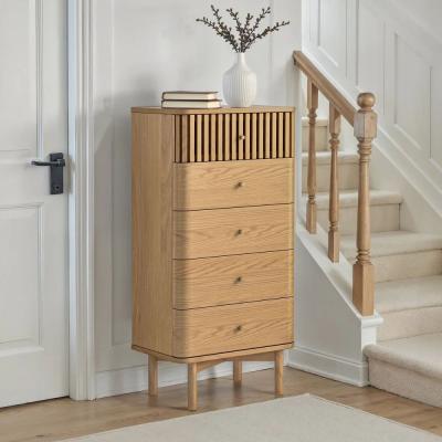 Soho Tallboy Chest - 5 Drawer - Slatted - Oak