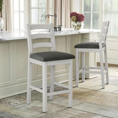 Salcombe Bar Stool - Set of 2 - Charcoal Fabric - Grey Oak