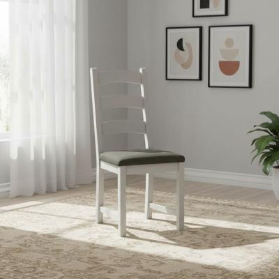 Salcombe Dining Chair - Set of 2 - Ladder Back - Grey Oak - Charcoal Fabric