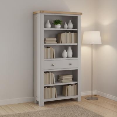 Salcombe Bookcase - Large - 1 Drawer - Grey Oak