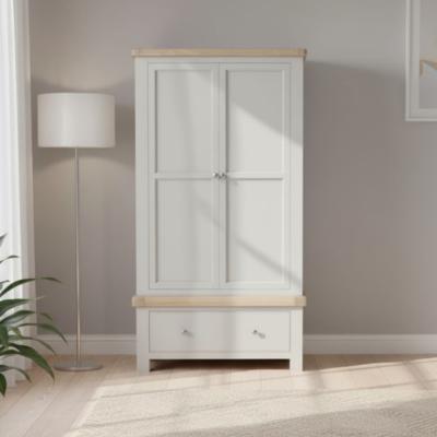Salcombe Double Wardrobe - 2 Door 1 Drawer - Grey Oak