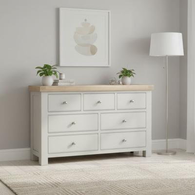 Salcombe Chest - 3+4 Drawer Wide - Grey Oak