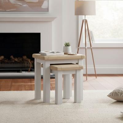 Salcombe Nest of Tables - Set of 2 - Grey Oak