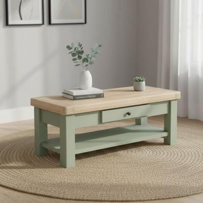 Salcombe Coffee Table - 1 Drawer - Sage Oak