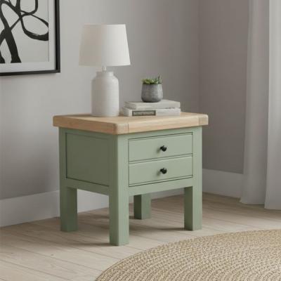 Salcombe Lamp Table - 1 Drawer - Sage Oak