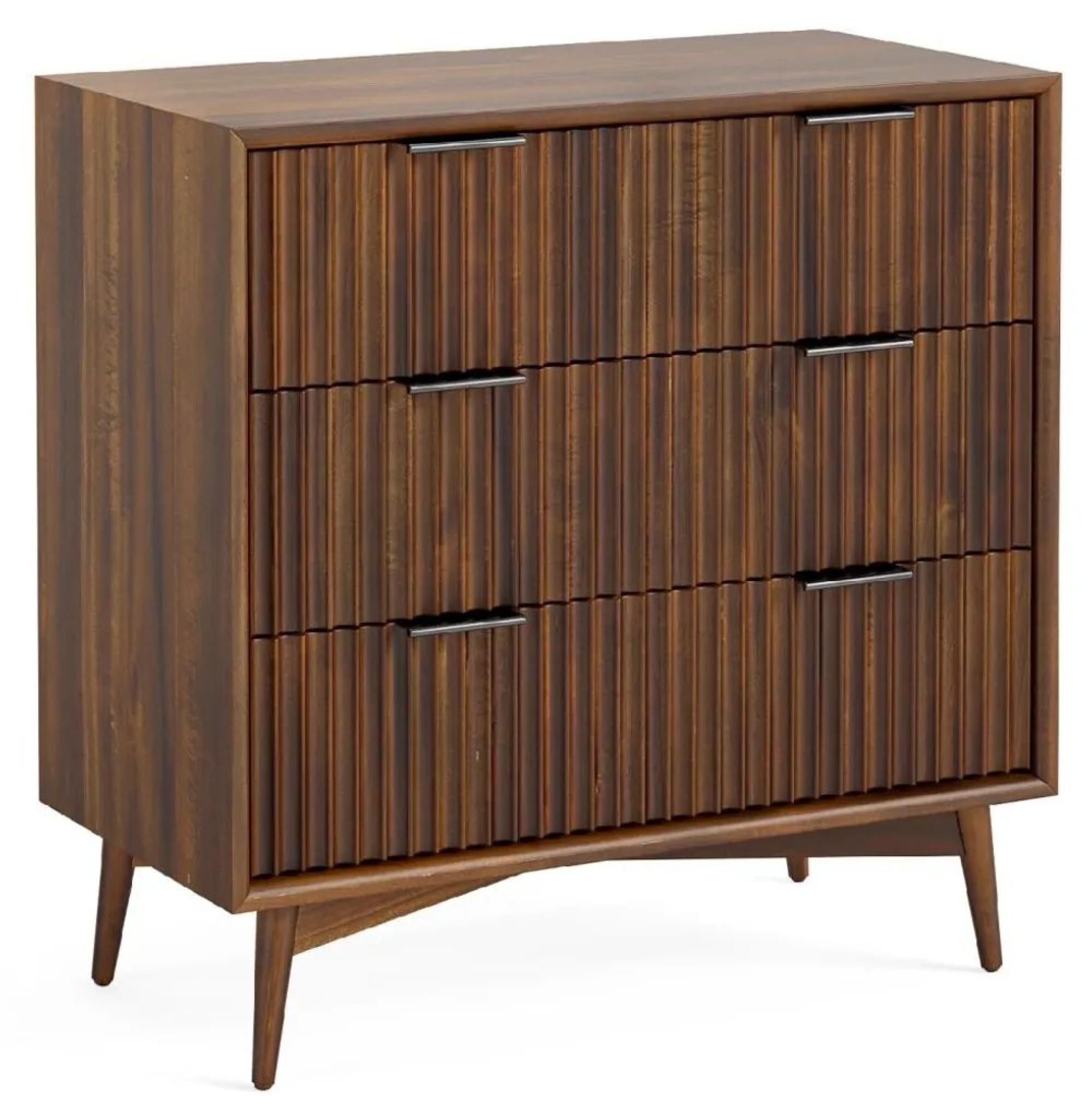 Harley Fluted Dark Wood Drawer Small Chest Choice Furniture