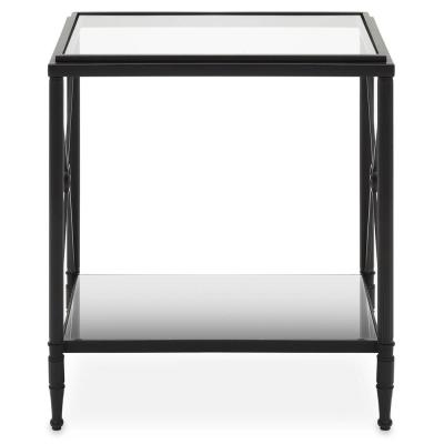Axis Side Table - Clear Glass with Black Metal