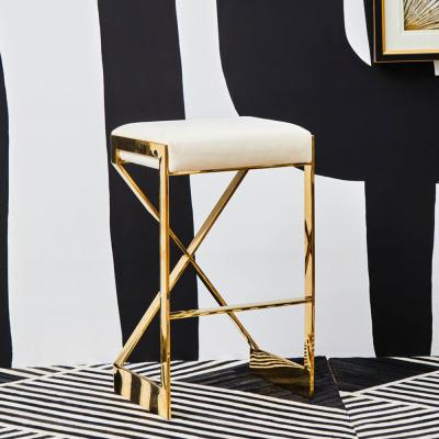 Azalea Barstool - Set of 2 - Ivory Fabric with Gold Base