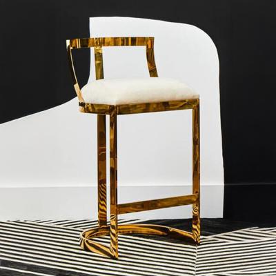 Azalea Barstool - Set of 2 - Ivory Velvet Fabric with Gold Metal