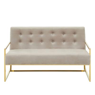 Azalea Sofa - 2 Seater - Mink Velvet Fabric with Gold Metal