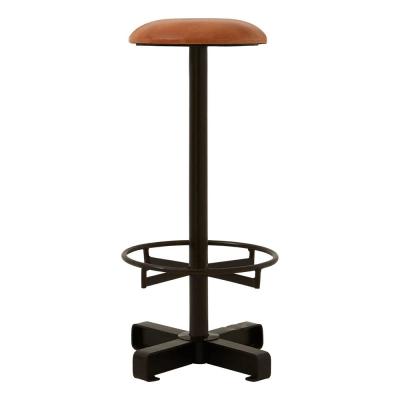 Buffalo Barstool - Set of 2 - Round - Light Brown - Leather