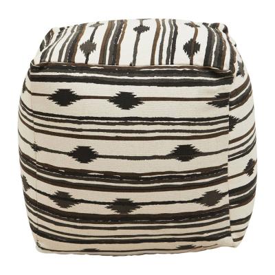 Cefena Pouffe - Square - Black and White Fabric