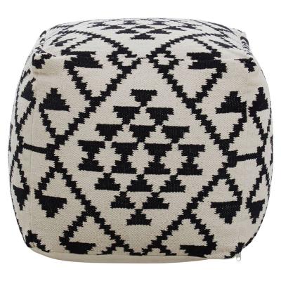 Cefena Pouffe - Square - White and Black Fabric