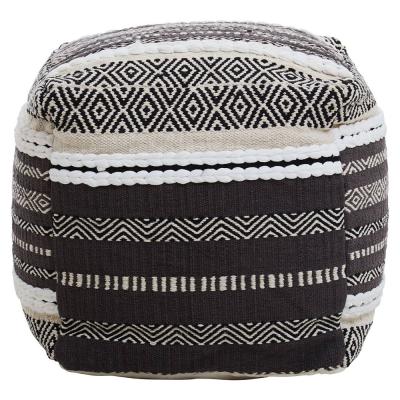 Cefena Pouffe - Square - Grey and White Fabric