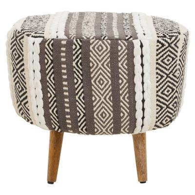 Cefena Footstool - Grey Fabric - Round