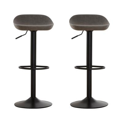 Dalston Barstool - Set of 2 - Ash Faux Leather with Low Back