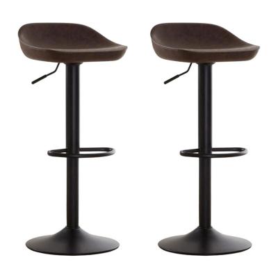 Dalston Barstool - Set of 2 - Mocha Faux Leather with Low Back