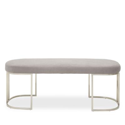 Gilden Bench - Curved - Grey Fabric with Silver Legs