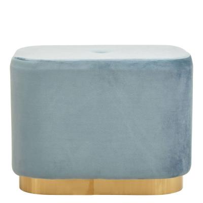 Hartford Pouffe - Blue Velvet Fabric