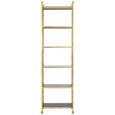 Horizon Bookcase - Black Glass with Gold Metal