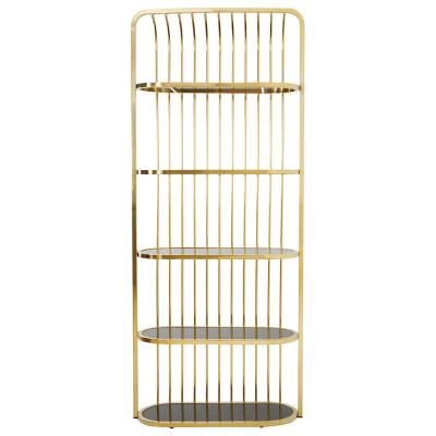 Horizon Bookcase - Cage - Black Glass with Gold Metal