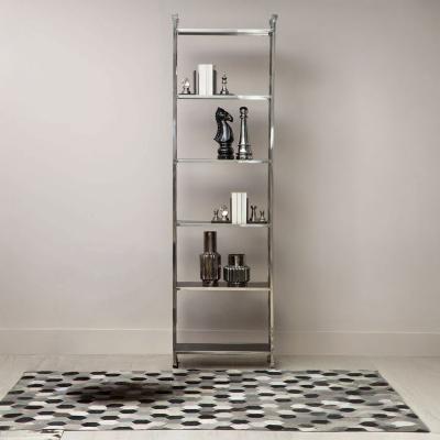 Horizon Bookcase - Black Glass with Silver Metal