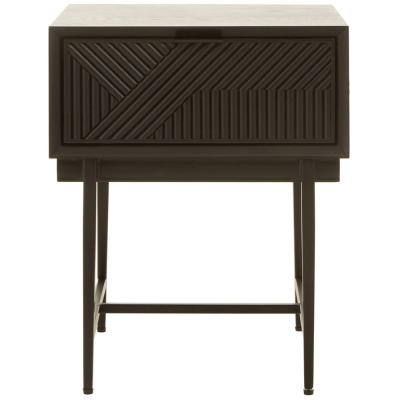 Jakara Bedside Table - 1 Drawer - Square - Black Wood