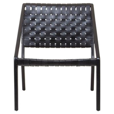 Kendari Chair - Black Woven Leather with Teak Wood