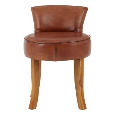 Kendari Lounge Chair - Brown Leather with Round Back
