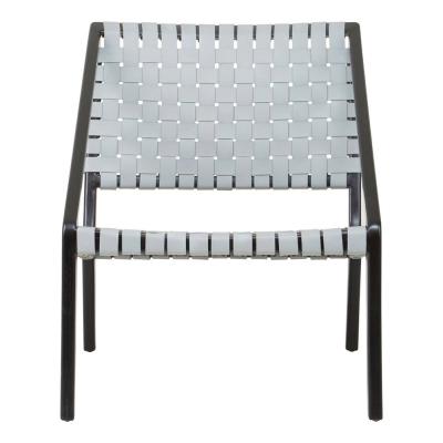 Kendari Chair - Grey Woven Leather with Teak Wood