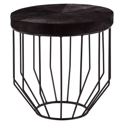 Kensington Townhouse Side Table - Round - Black Faux Fur
