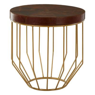 Kensington Townhouse Side Table - Round - Brown Leather