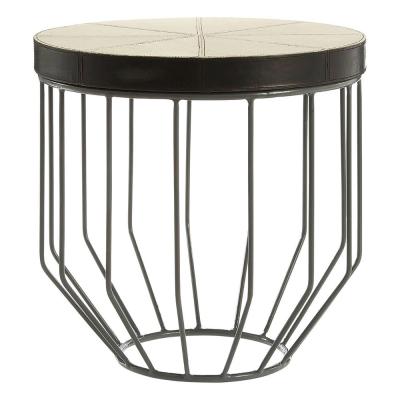 Kensington Townhouse Side Table - Round - Faux Fur and Iron