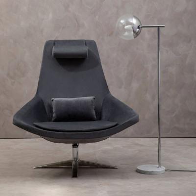 Kalo Chair - Curved - Grey Velvet Fabric