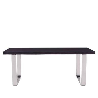 Kerala Dining Table - 8 Seater - 200cm - Black Glass with Silver Base
