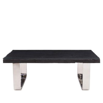 Kerala Coffee Table - Black Glass with Silver Base