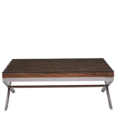 Kerala Coffee Table - Clear Glass with Silver Cross Base