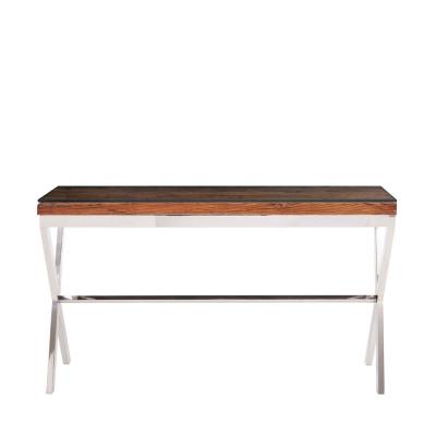 Kerala Console Table - Clear Glass with Silver Cross Base