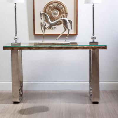Kerala Console Table - Clear Glass with Silver Base