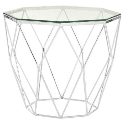 Allure End Table - Octagonal - Clear Glass - Chrome Base